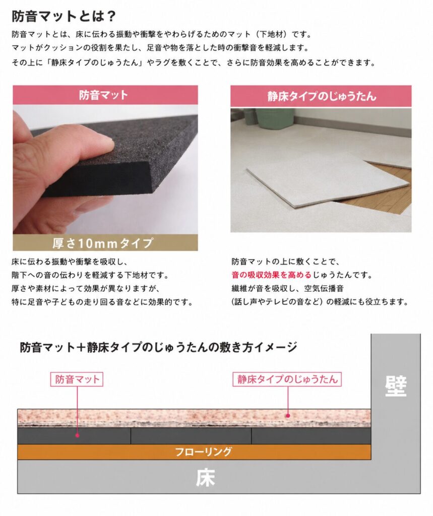 防音マットとじゅうたん説明画像