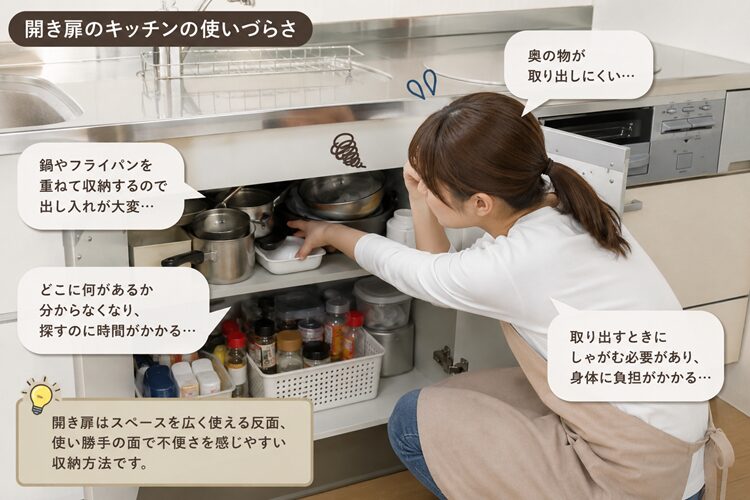 取りだしにくいキッチン収納の画像