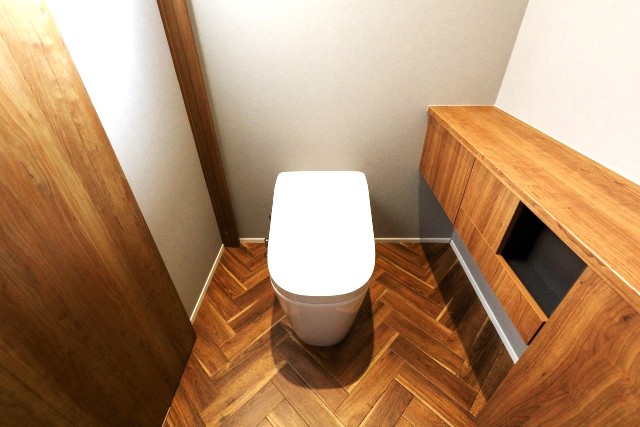 トイレリフォームーへリンボーンクロス張りの画像